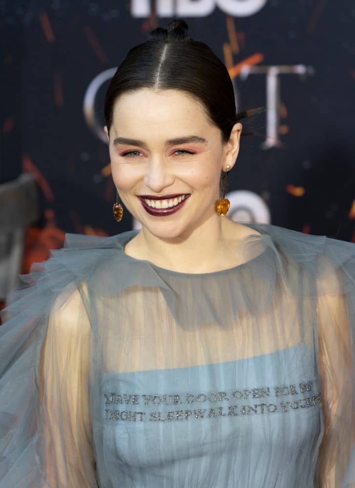 Emilia Clarke attends HBO Game of Thrones' final season premiere at Radio City Music Hall on April 3, 2019.