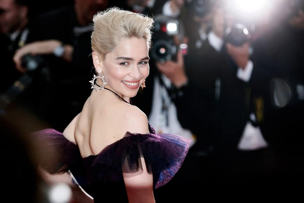 Emilia Clarke smiles at the screening of 'Solo: A Star Wars Story' during the 71st annual Cannes Film Festival at Palais des Festivals on May 15, 2018, in Cannes, France.