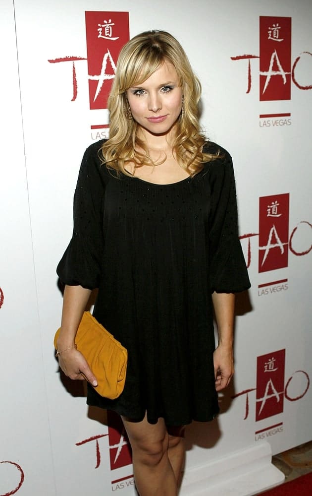 Kristen Bell in a lovely black dress and a curly hairstyle with side-swept bangs during the TAO Las Vegas 2nd Anniversary Party last November 10, 2007, at the Venetian Resort Hotel Casino, Las Vegas, NV.