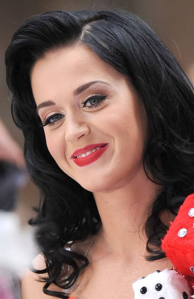 Katy Perry went for glamorous side-swept curls during the NBC Today Show Concert with Katy Perry at Rockefeller Plaza, New York on July 24, 2009.