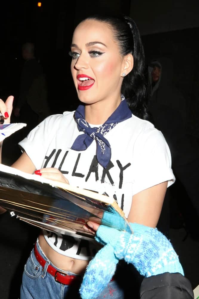 The singer was seen after performing at a Hillary Clinton benefit concert on March 2, 2016 with her raven hair tied in a high ponytail.