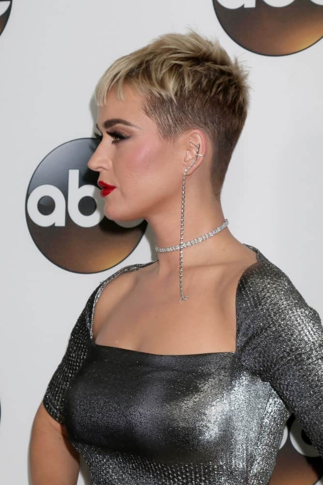 The singer exhibited an edgy look with her spiky pixie cut that she wore at the ABC TCA Winter 2018 Party at Langham Huntington Hotel on January 8, 2018.