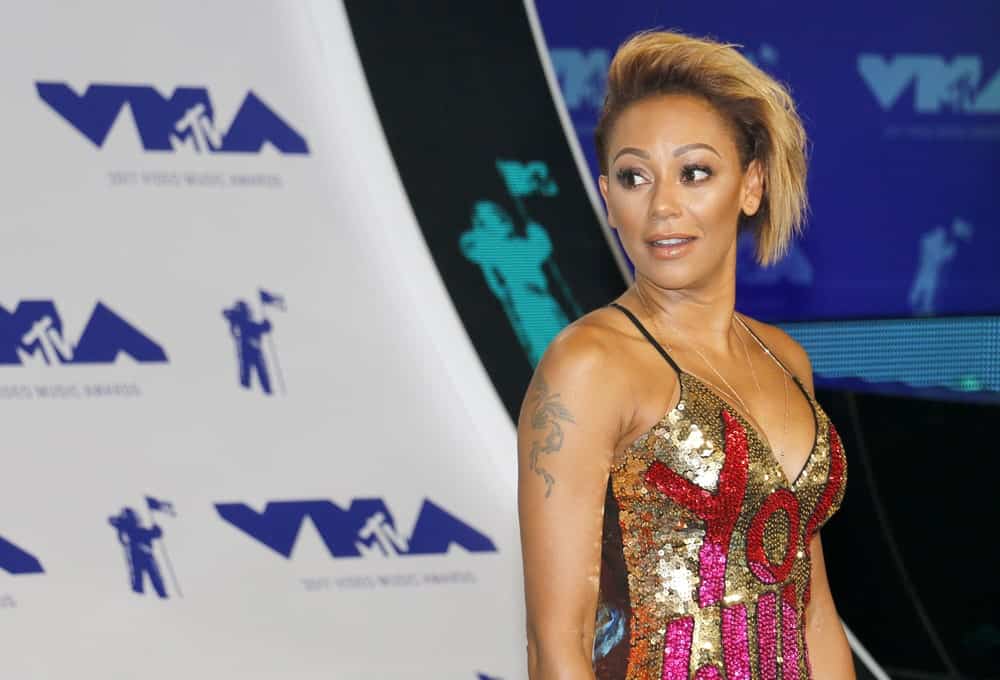 Mel B chopped off her hair into an edgy pixie that's shaved on one side. This photo was taken during the 2017 MTV Video Music Awards on August 27, 2017.