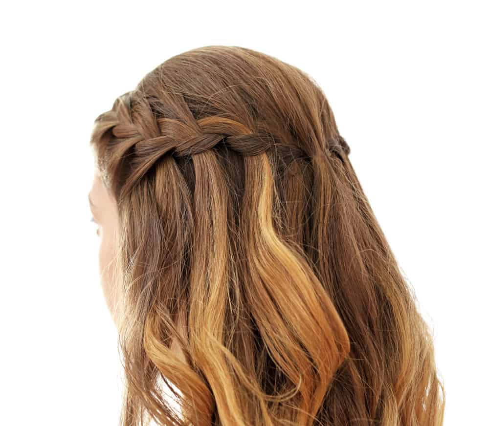 Example of a waterfall braid hairstyle.