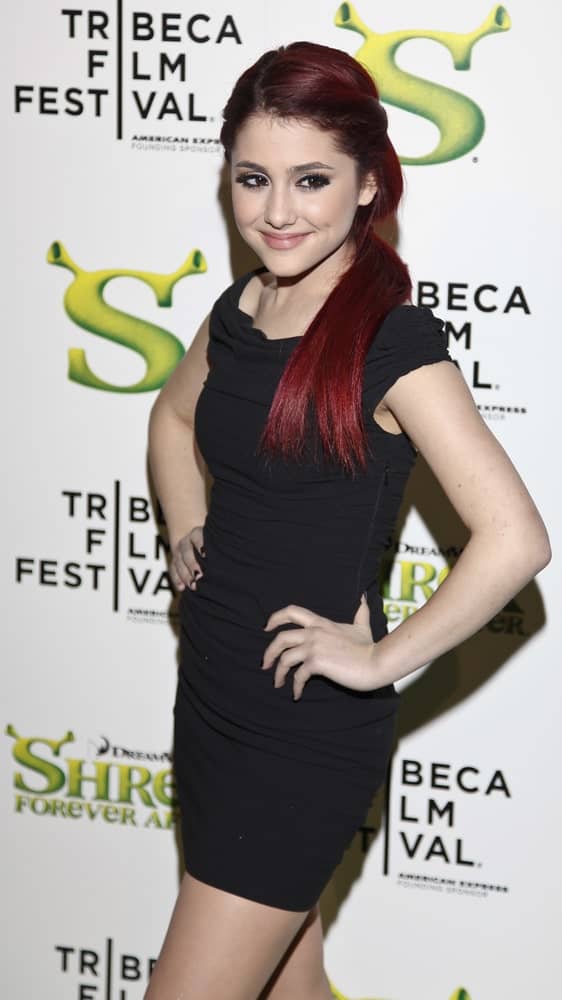 Ariana Grande made an appearance at the 2010 Tribeca Film Festival opening night premiere of 'Shrek Forever After' on April 21, 2010. She was wearing a short black dress along with a low ponytail hairstyle with a side parting.