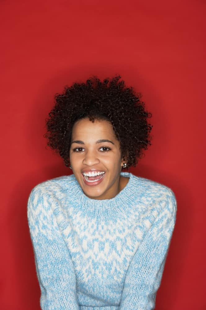 Woman with coily hair