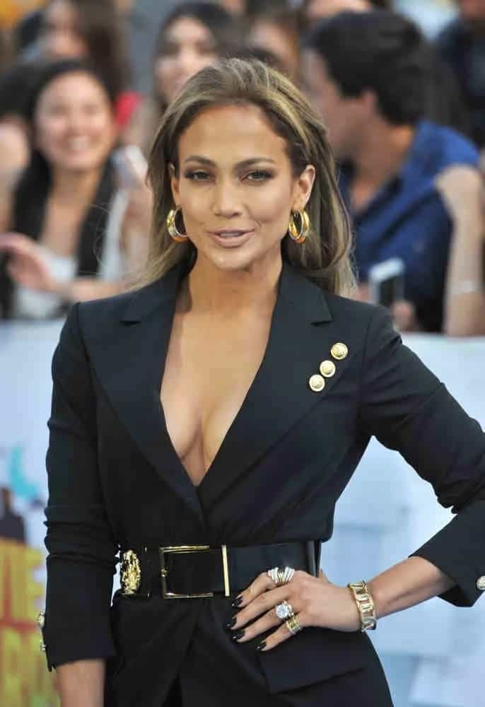 Jennifer Lopez wore her long straight tresses up into a tight high ponytail at the Fox Winter TCA 2015 All-Star Party on January 17, 2015.