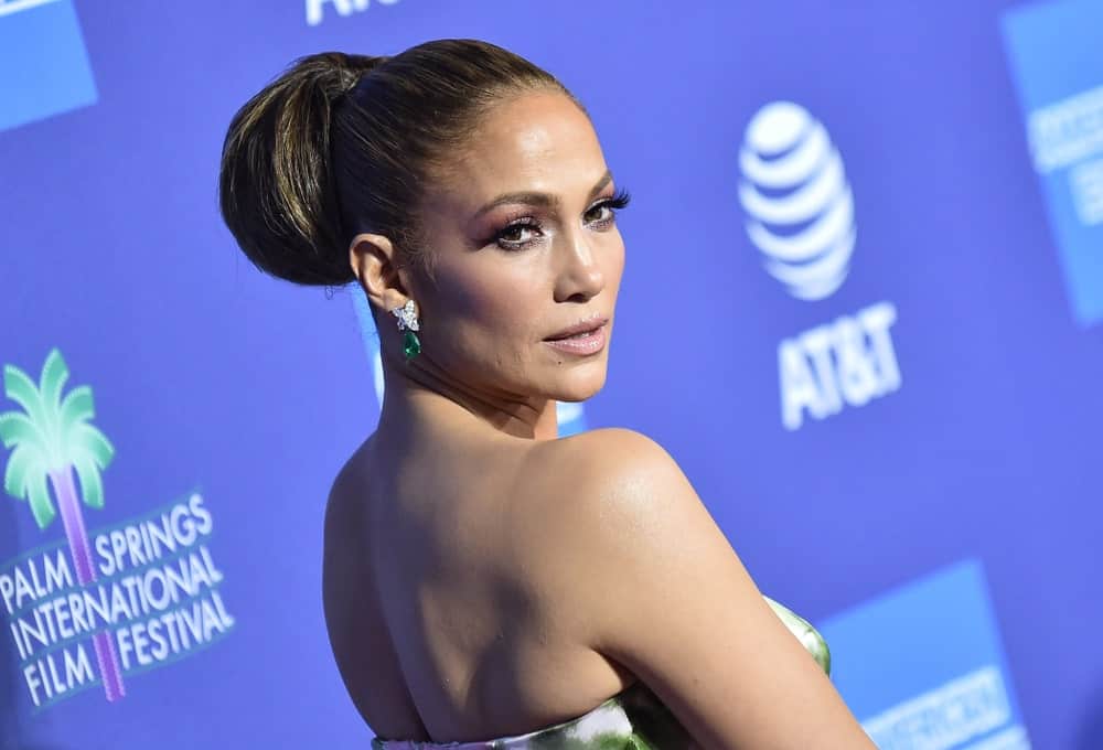 Jennifer Lopez flaunting her high thick bun during the 2020 PSIFF Awards Gala held on January 2, 2020.