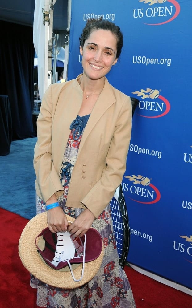 Rose Byrne was in attendance for Sun - US OPEN Tennis Tournament at the USTA Billie Jean King National Tennis Center in Flushing, NY on September 07, 2008. She wore a lovely sundress that she paired with her messy dark bun hairstyle.