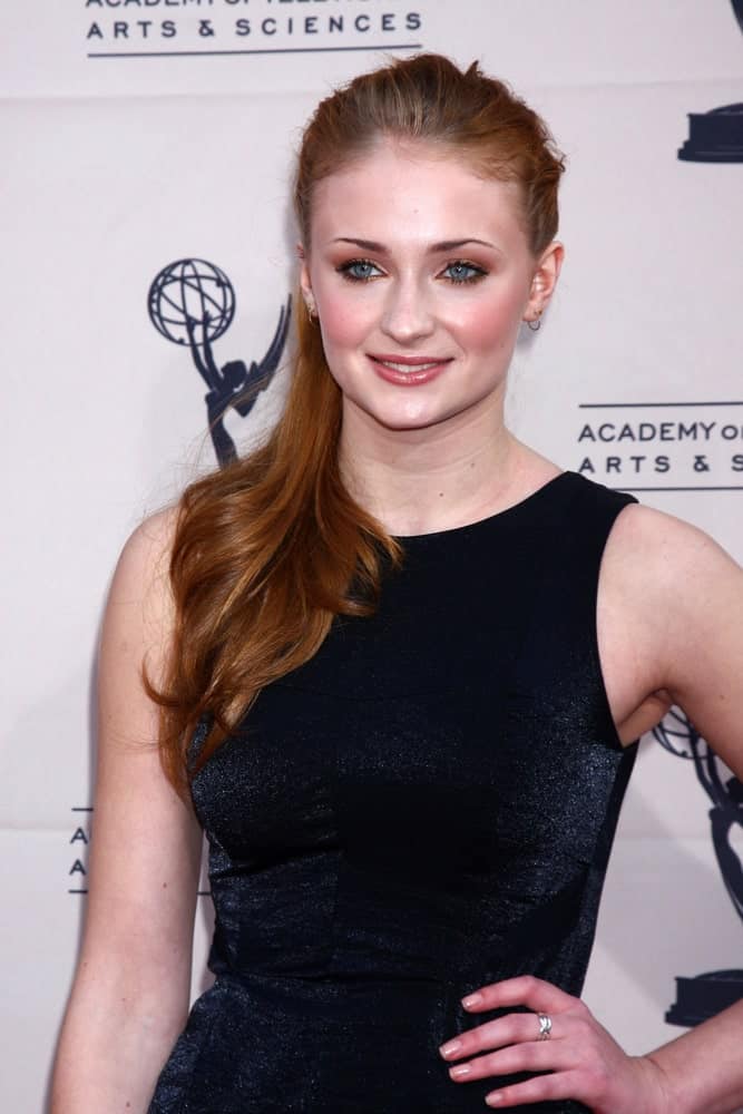 Sophie Turner gathered her warm auburn locks into a sleek ponytail at "An Evening with The Game of Thrones" hosted by the Academy of Television Arts and Sciences on March 19, 2013.