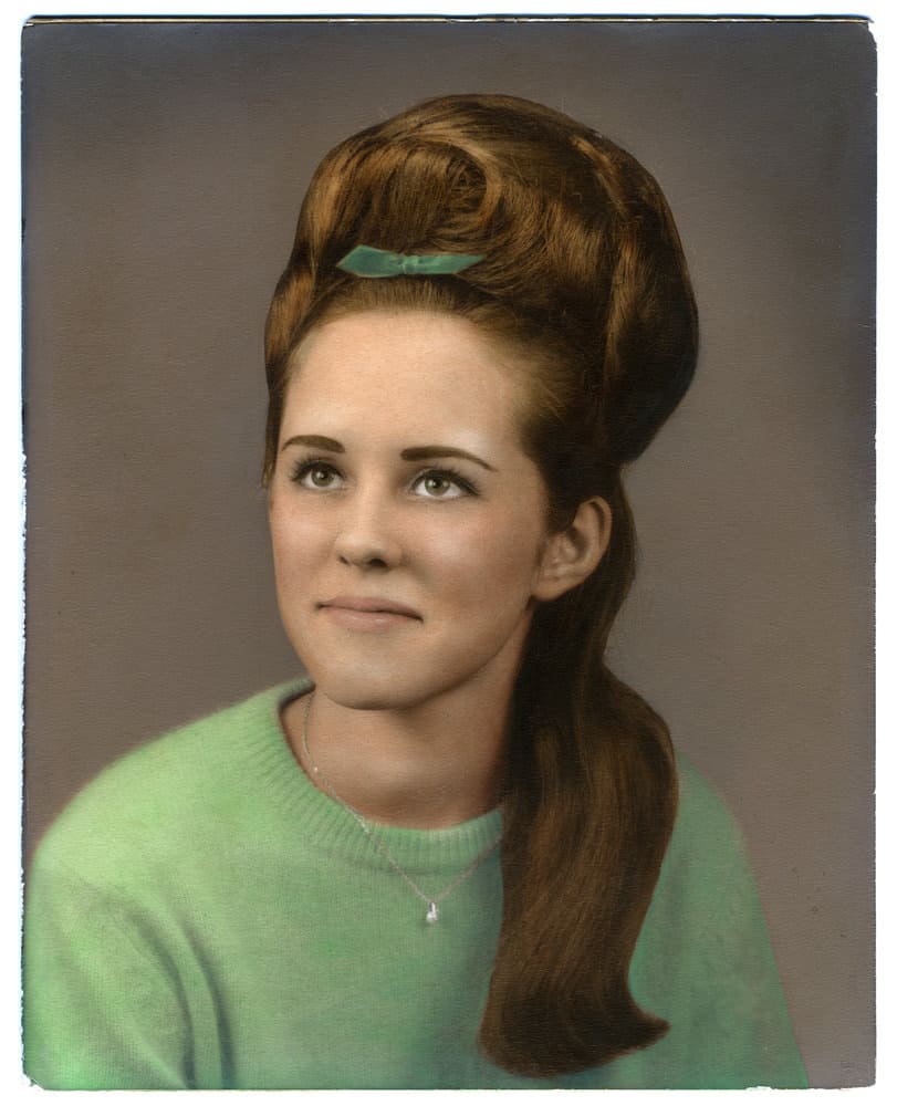 Woman with beehive hairstyle
