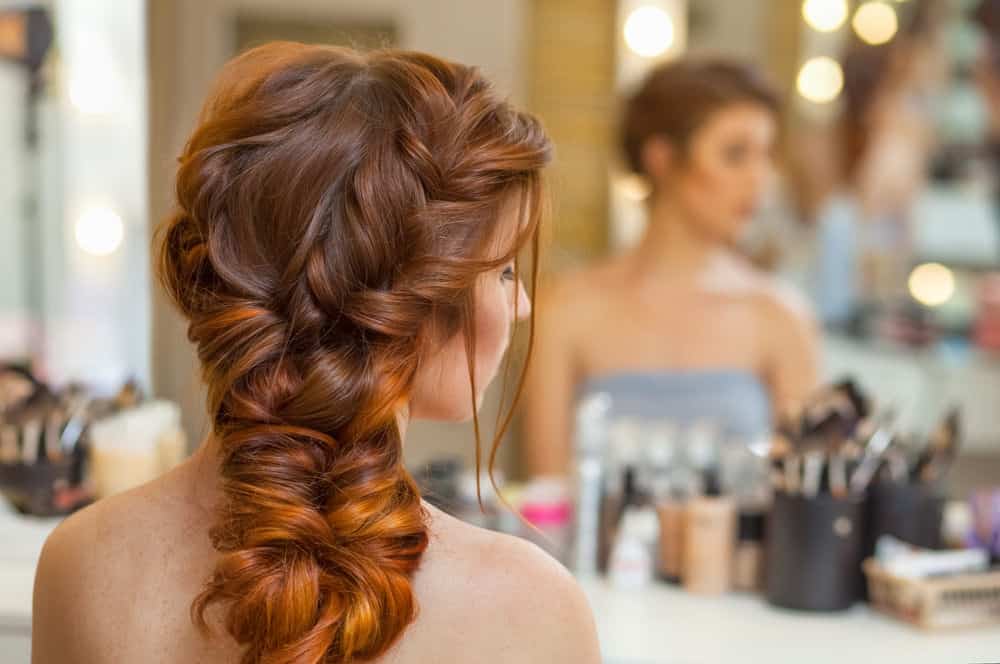 Woman with braided hairstyle