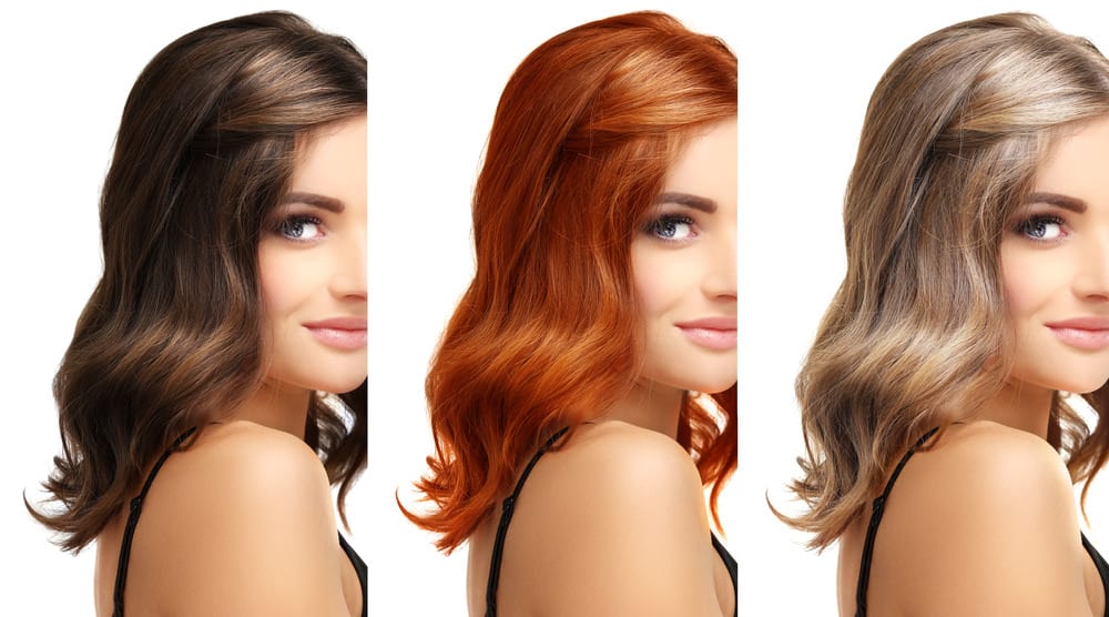 Mulher com diferentes cores de cabelo