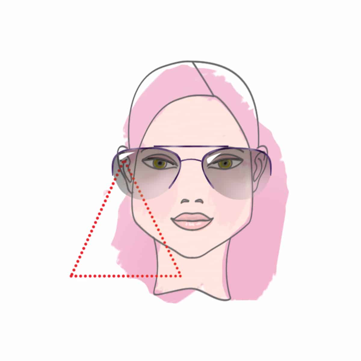 Woman with triangle face type - illustration