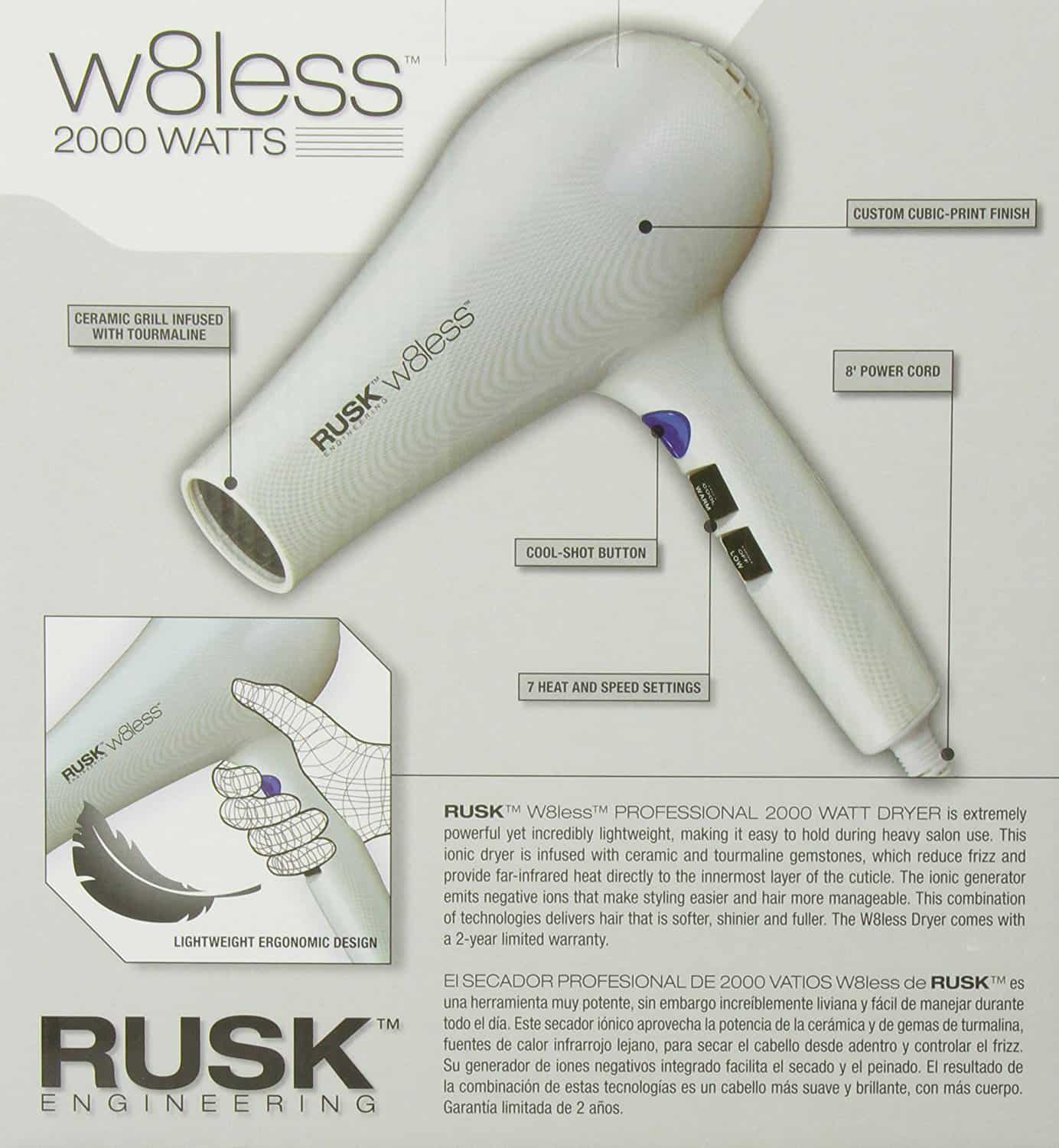 Information on the RUSK w8less blow dryer