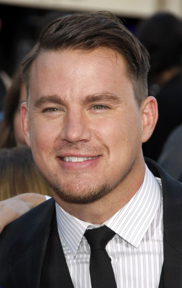 Actor Channing Tatum rocked a short side-swept undercut incorporated with a comb over hairstyle. This was taken at the Los Angeles premiere of "22 Jump Street" held at the Regency Village Theatre on June 10, 2014.