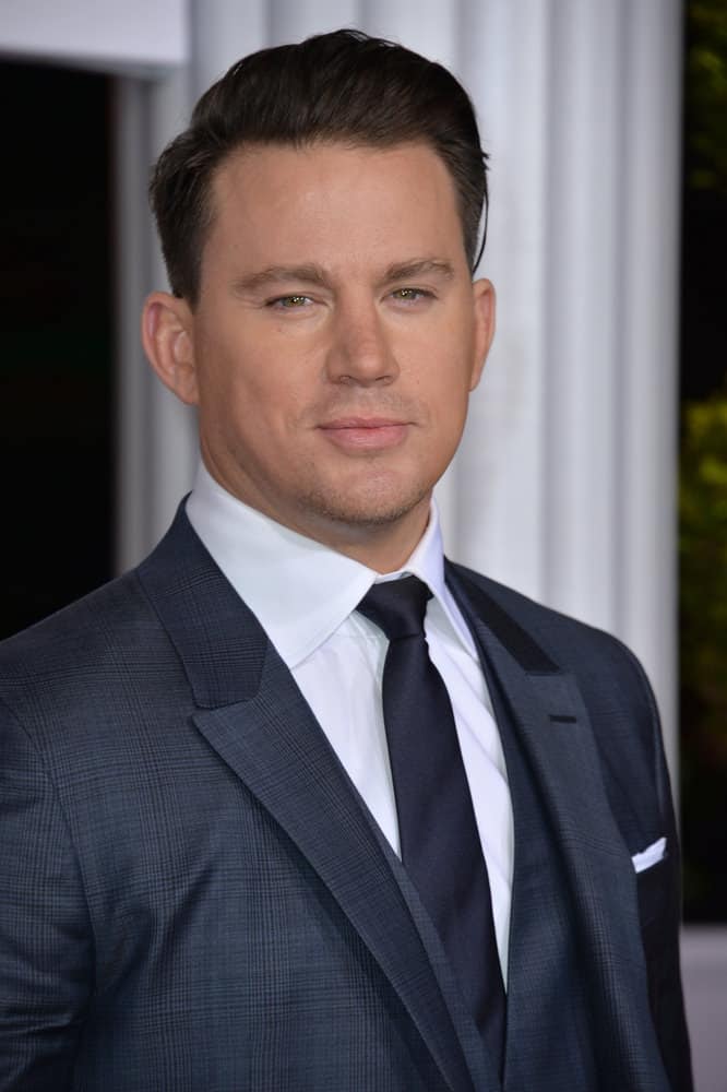 Channing Tatum looked dapper with slick, side-parted hairstyle at the world premiere of his movie "Hail Caesar!" in 2016.