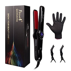 Showliss Flat Iron, Hair Straightener, Hair Flat Iron Straightener with 1 inch 3D Floating Plate & Protective Glove