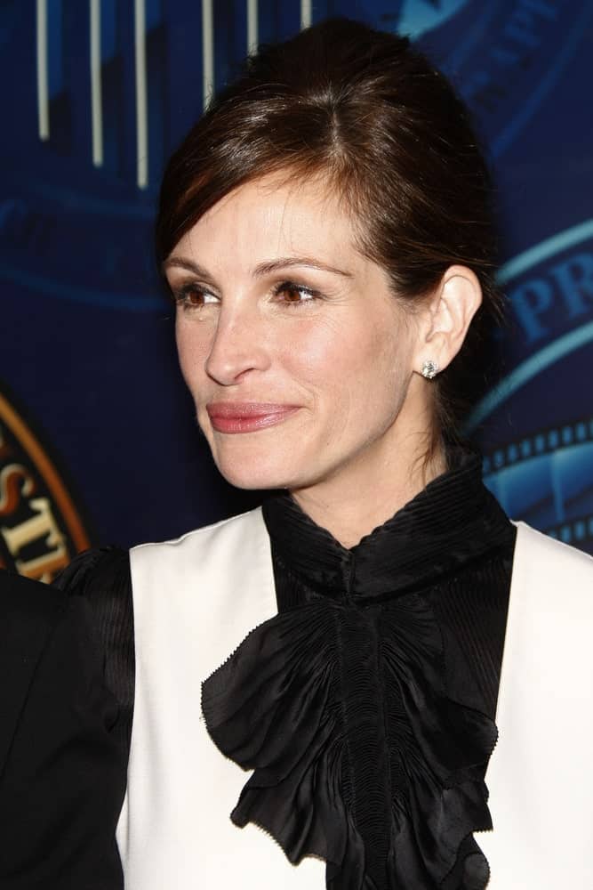 Julia Roberts was seen at the American Society of Cinematographers 25th Annual Outstanding Achievement Awards on February 13, 2011 with a sophisticated upstyle hairstyle.