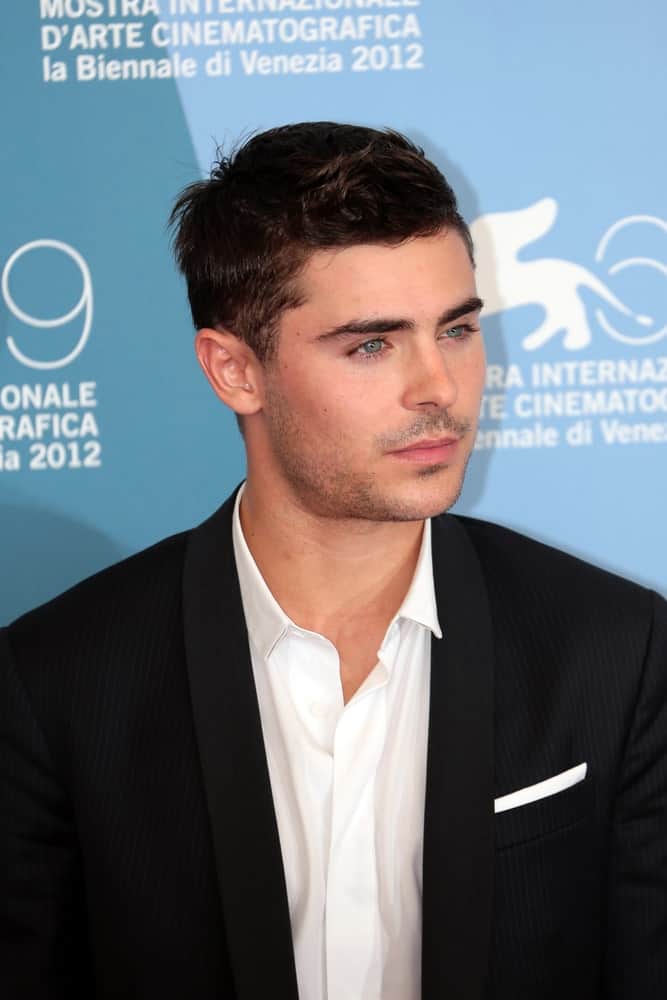 Zac Efron looked fresh and younger on a crew cut with subtle fade and spikes at the Venice Film Festival on August 31, 2012 in Venice, Italy. 