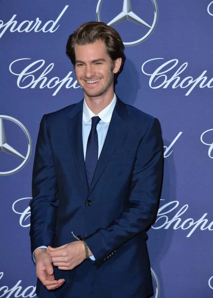 Actor Andrew Garfield at the 2017 Palm Springs Film Festival Awards Gala improvising on his regular hairstyle to come up with a unique look.