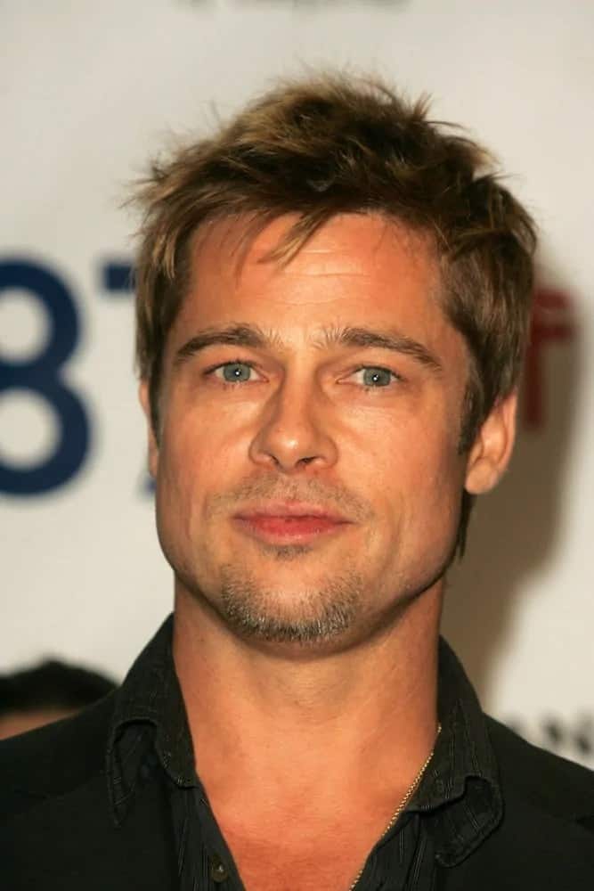 Brad Pitt had a spiky highlighted hairstyle during the Proposition 87 Press Conference in a Private Location back in November 11, 2006 in Los Angeles, CA.