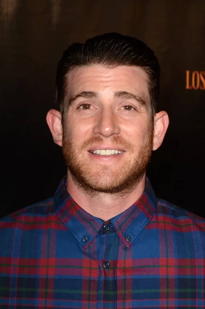 Bryan Greenberg wore his swept-back undercut fade hair for the Haunted Hayride 8th Annual VIP Black Carpet Event at the Griffith Park last October 9, 2016 in Los Angeles, CA. He paired this with a casual button-down shirt.