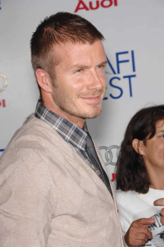David Beckham showed up with a crew cut hairstyle at the AFI Fest 2007 opening night gala presentation of "Lions for Lambs" at the Cinerama Dome, Hollywood on November 2, 2007.