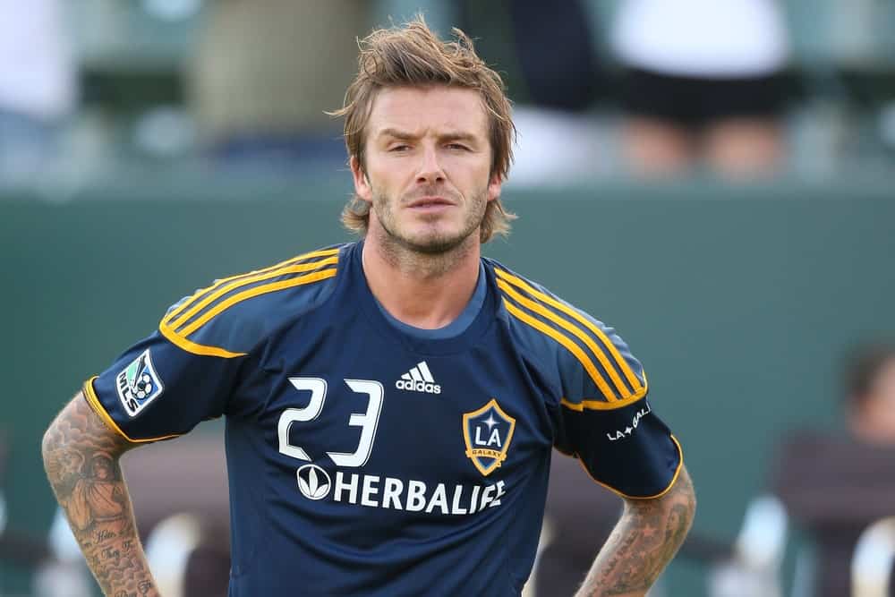 David Beckham sported a tousled hairstyle with an elongated top before the Chivas USA vs Los Angeles Galaxy game on Oct. 3 2010 at the Home Depot Center in Carson, Ca.