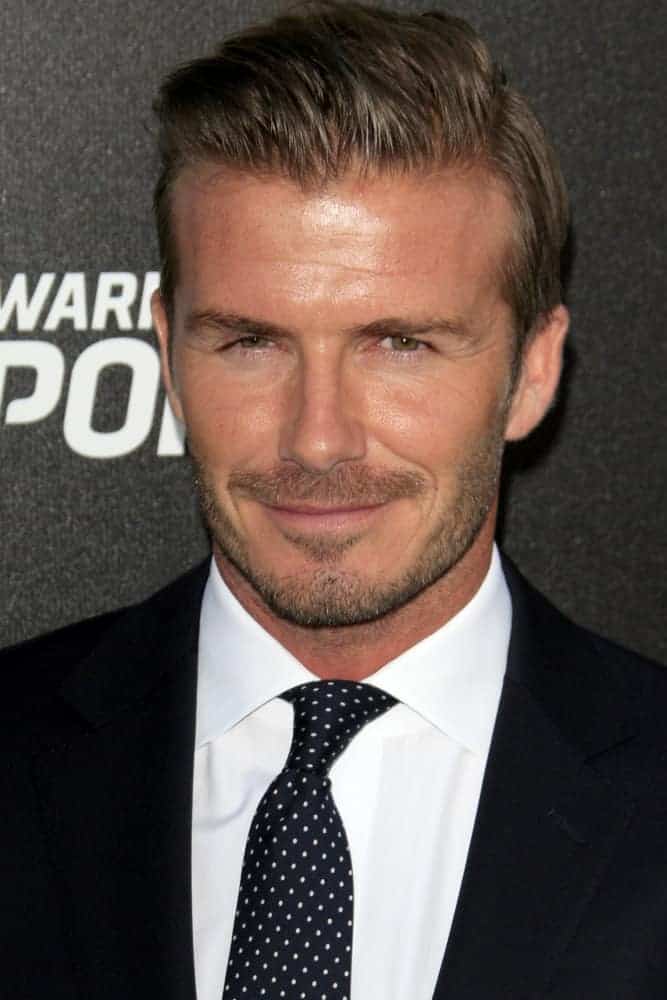 David Beckham was perfectly coiffed with a slicked back hairstyle when he arrived at the Time Warner Sports Launch of TWC Sportsnet at TWC Sports Studios on October 30, 2012 in El Segundo, CA.