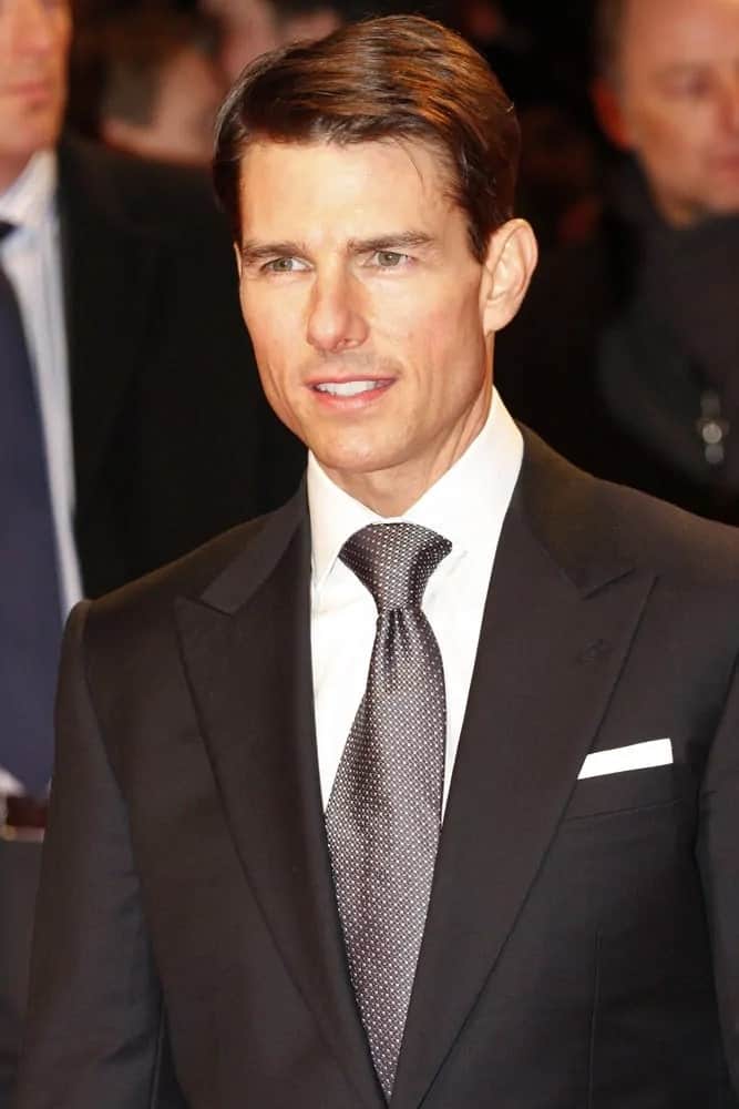 Tom Cruise's handsome bone structure was in full display with his slick side-swept hairstyle for the European premiere of 'Valkyrie' last January 20, 2009 in Berlin, Germany.
