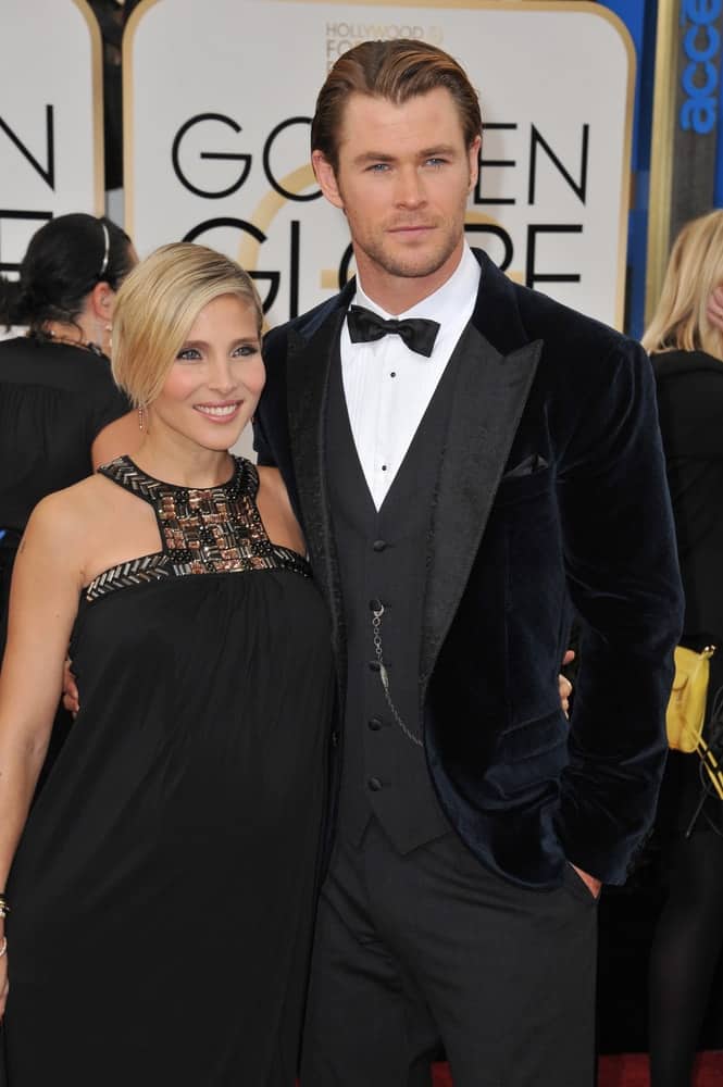 Last January 12, 2014, Chris Hemsworth and wife Elsa Pataky were at the 71st Annual Golden Globe Awards at the Beverly Hilton Hotel. Chris wore a velvet suit with an elegant highlight slicked-back hairstyle.