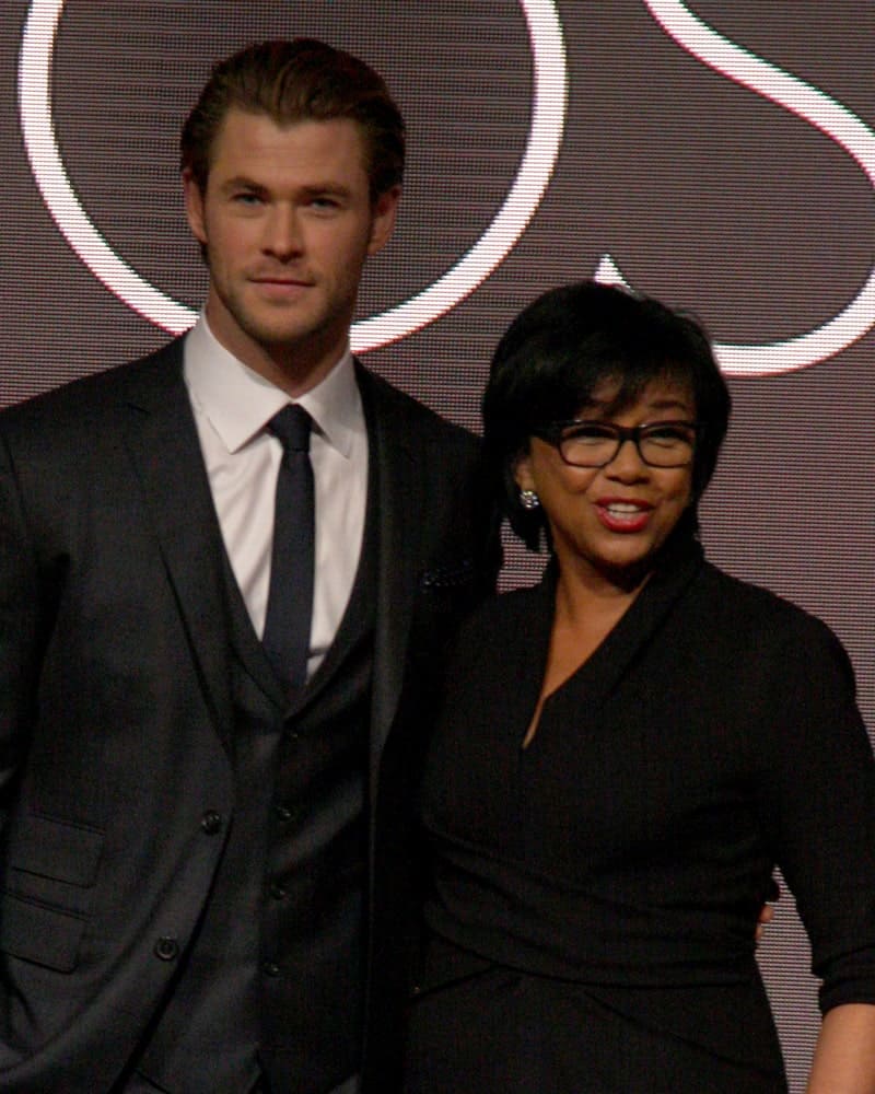 Chris Hemsworth was with Cheryl Boone Isaacs at the 86th Academy Awards Nominations Announcement at AMPAS Samuel Goldwyn Theater last January 16, 2014 in Beverly Hills. Hemsworth was wearing a dapper suit to match his slicked back hair.