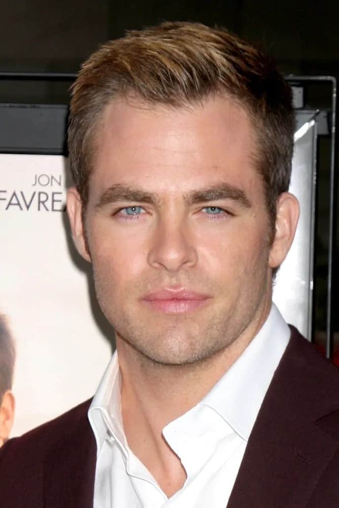Chris Pine was dapper in his dark tan suit and short fade crew cut hairstyle at the LAFF premiere of "People Like Us" in 2012.