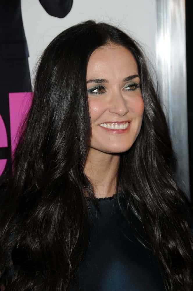 Demi Moore flaunted her thick and wavy hair in a center-parted style during the Los Angeles premiere of the movie "Killers", June 1, 2010.