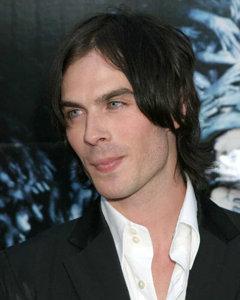 Ian Somerhalder experimented with curtain bangs that seemed to stick on the sides and some wavy back when he appeared for the LA premiere of "Pulse" at ArcLight Theaters Hollywood, CA in 2006.