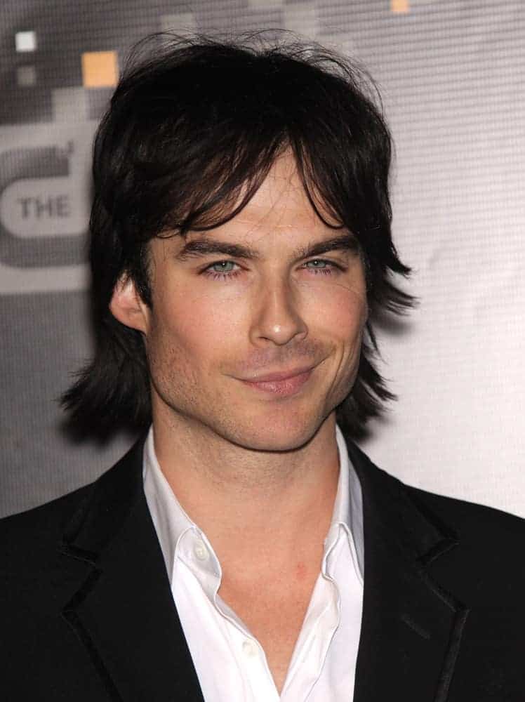 Ian Somerhalder had curtain bangs and flippy hairstyle when he attended the CW Premiere Party in Burbank, CA in 2011.