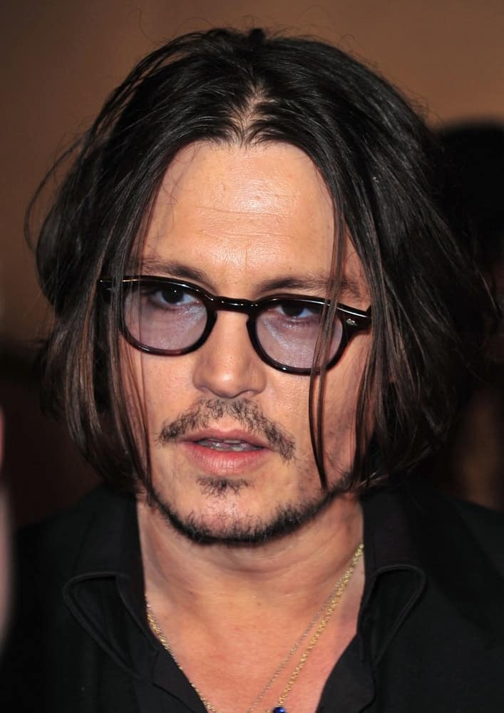 Johnny Depp was at The Museum of Modern Art Film Benefit A Tribute to TIM BURTON, MoMA Museum of Modern Art, New York last November 17, 2009. He wore a simple black outfit with his long center-parted raven hair.
