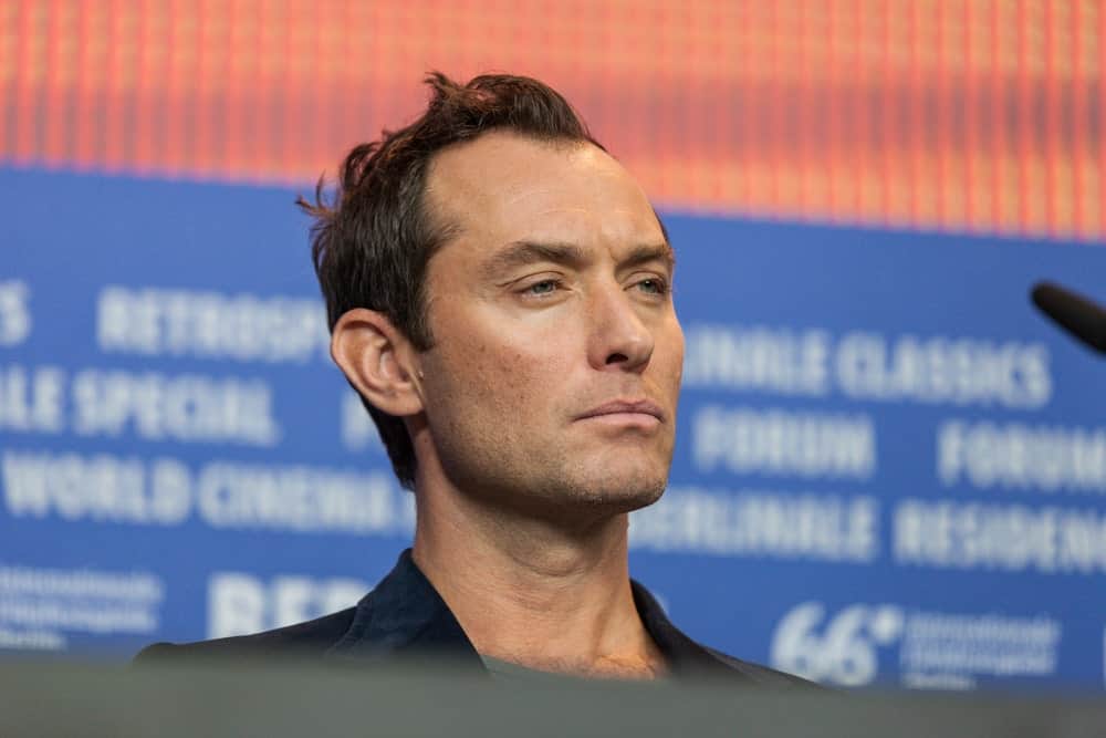 Actor Jude Law showcased his brooding sexy eyes with his tossed up and spiked hairstyle at the 'Genius' press conference during the 66th Berlinale International Film Festival last February 16, 2016.