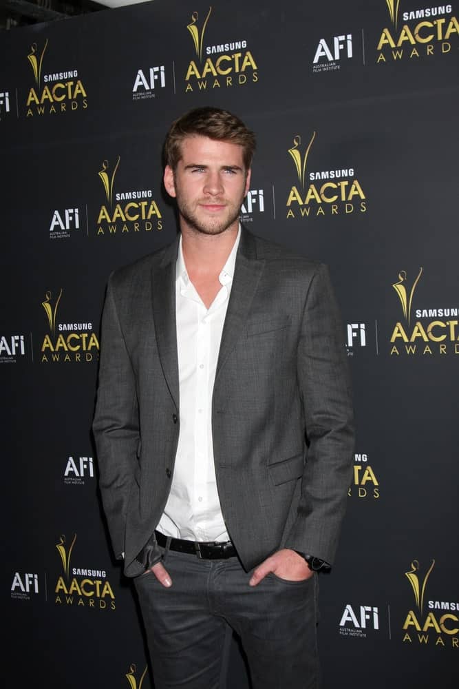 Actor Liam Hemsworth arrived at the AUSTRALIAN ACADEMY INTERNATIONAL AWARDS at Soho House on January 27, 2012 with his side-parted fade and some beard.