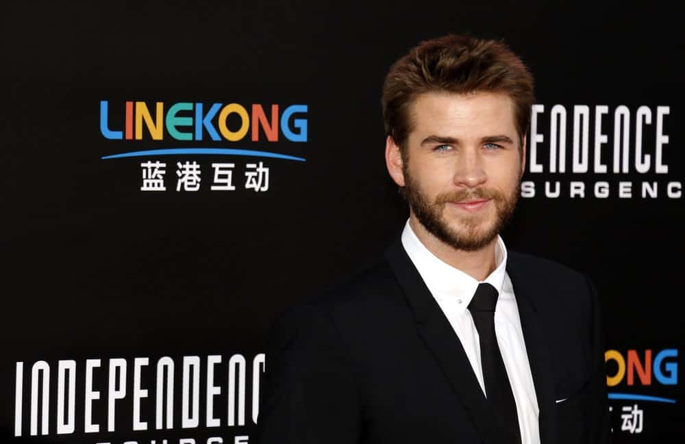 Liam Hemsworth at the "Independence Day: Resurgence" Los Angeles Premiere in Hollywood, California with a short, skimpy hairdo.