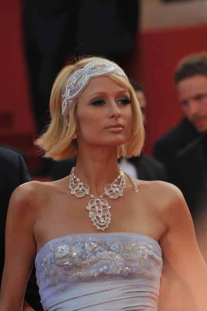 Paris Hilton wore her blonde bob with a silver, bejewelled headband at the premiere of "Inglourious Basterds" in competition at the 62nd Festival de Cannes, May 20, 2009.