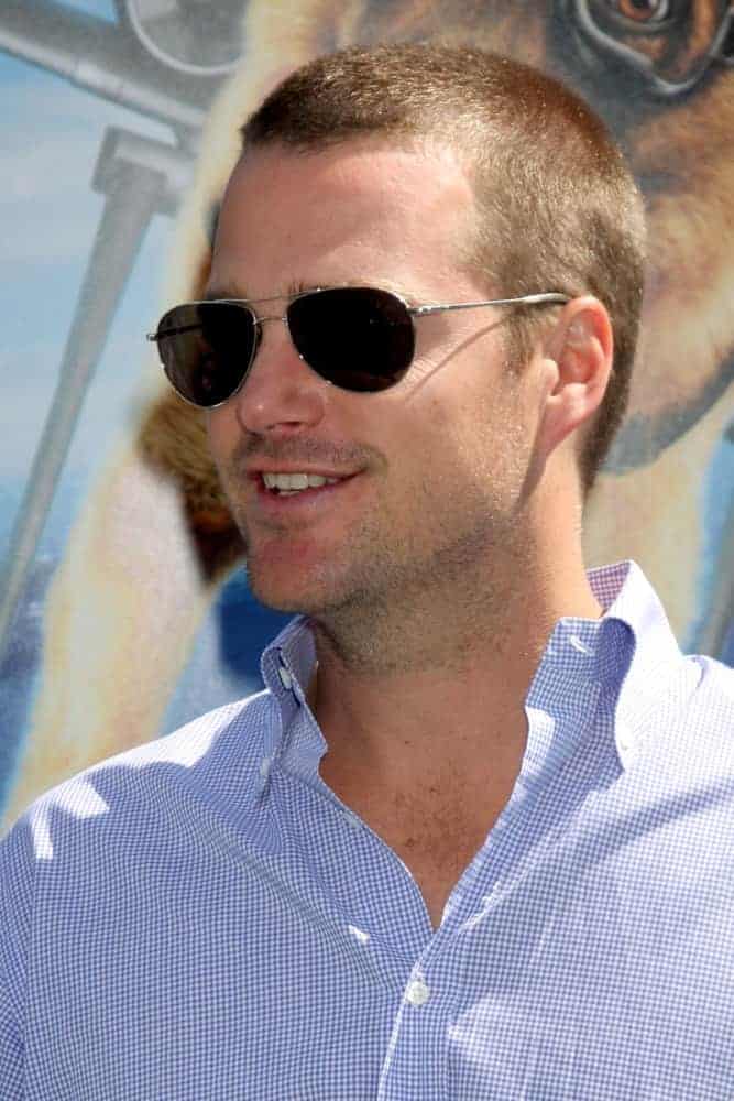 Chris O'Donnell was at the "Cats & Dogs: The Revenge of Kitty Galore" Los Angeles Premiere at Grauman's Chinese Theater on July 25, 2010 in Los Angeles, CA. He wore a smart button-down shirt and paired it with a pair of cool sunglasses and a shaved dark brown hairstyle.