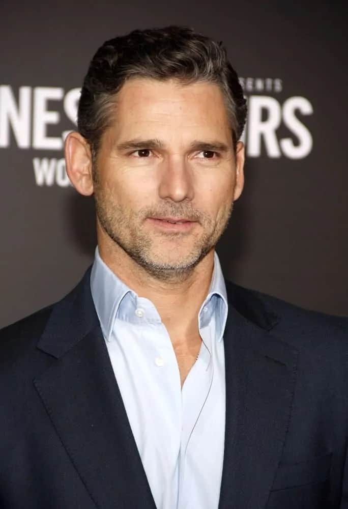 Eric Bana was at the World premiere of 'The Finest Hours' held at the TCL Chinese Theatre in Hollywood on January 25, 2016. He paired his classy suit with a neat side-parted pompadour hairstyle with a slick finish.