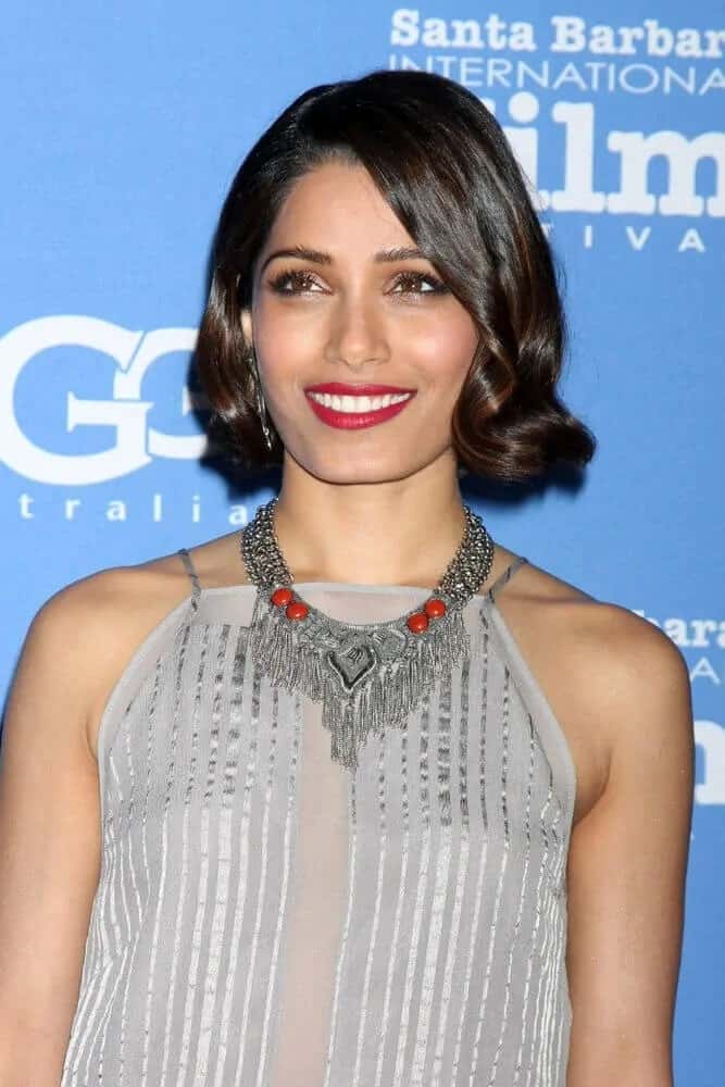 Freida Pinto looked absolutely stunning with her swirly highlighted bob with a slight vintage nod at the US Premiere of "Desert Dancer" during the Santa Barbara International Film Festival, January 27, 2015.