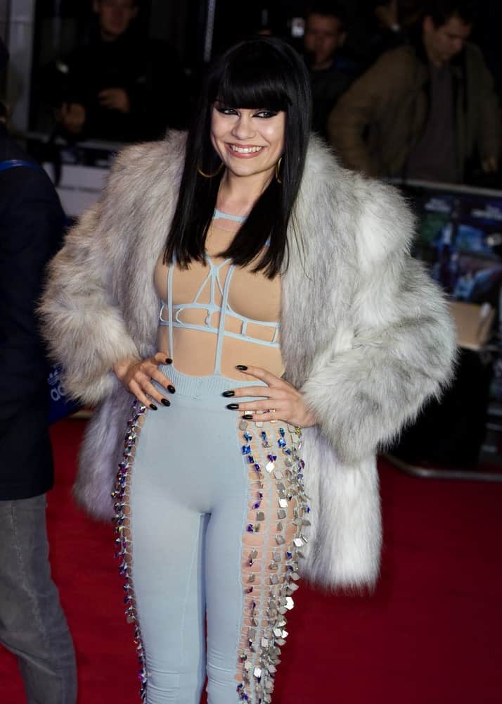 Jessie J wore a fur coat for the 'Demons Never Die' premiere at the Odeon West End in London last October 10, 2011. She paired this with her medium-length raven hair and eye-skimmer bangs.
