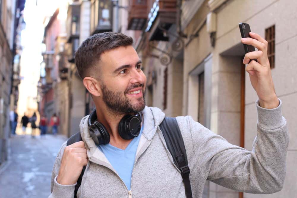 Young man with a low fade haircut