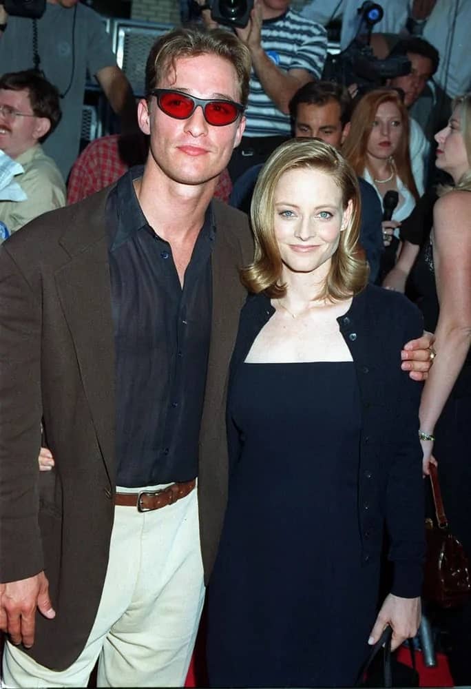 Matthew McConaughey had a short center-parted hairstyle with side bangs at the movie premiere of "Contact" with co-star Jodie Foster in 1997.