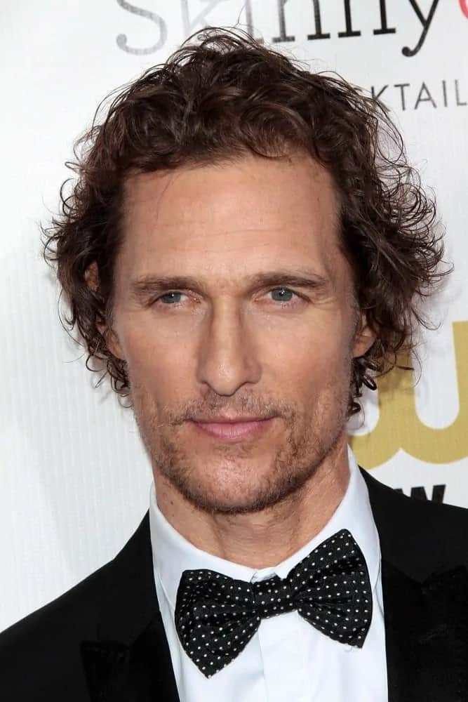 The actor Matthew McConaughey was wearing his iconic textured tousled dark hair during the 18th Annual Critics' Choice Movie Awards in 2013.