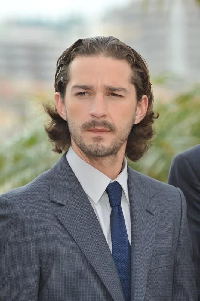 May 19, 2012 was when Shia LaBeouf had a brush up hairstyle to his long dark brown curls during the photocall for his new movie "Lawless".